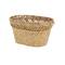 30" Brown Seagrass Handmade Woven Oval Storage Basket with Zig Zag Patterned Rim
